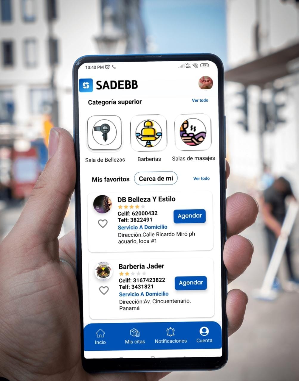 Vista aplicacion SADEBB desde la app para el cliente